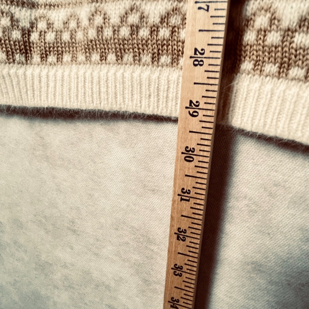 Embassy Row Petites Fair Isle Turtleneck Sweater Beige Brown Cozy Knit Warm - Picture 5 of 7